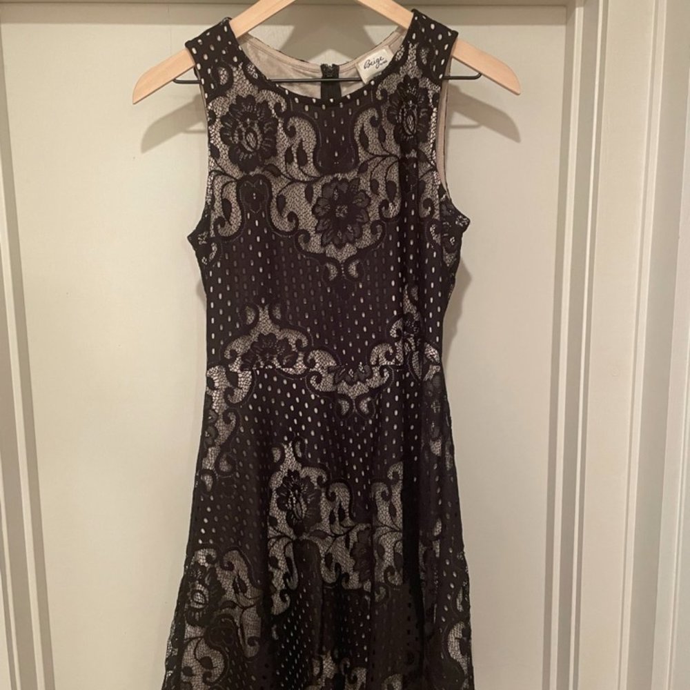 BEIGE BY ECI Fit and Flare Lace Overlay Dress size 6